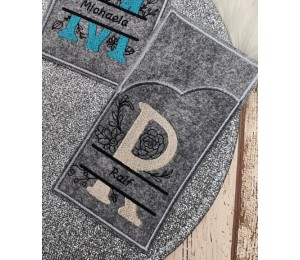 Stickdatei - Doodle Blumen Alphabet Monogram geteilt "R"